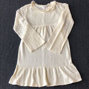 Limited Too Girls Long-Sleeve Ivory Lace Crochet Dress With Ruffle Hem Size 8